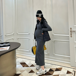 显瘦包臀气质毛衣裙 软糯羊毛针织连衣裙修身 LeoMami孕妇装 秋冬装