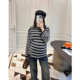 秋季 羊毛条纹毛衣落肩袖 时尚 LeoMami孕妇装 宽松显瘦百搭针织衫