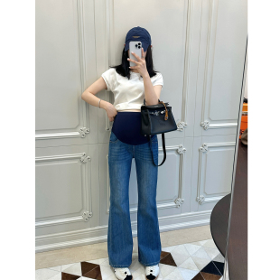 外穿不勒肚子托腹微喇裤 喇叭牛仔裤 春夏款 LeoMami高品质孕妇裤