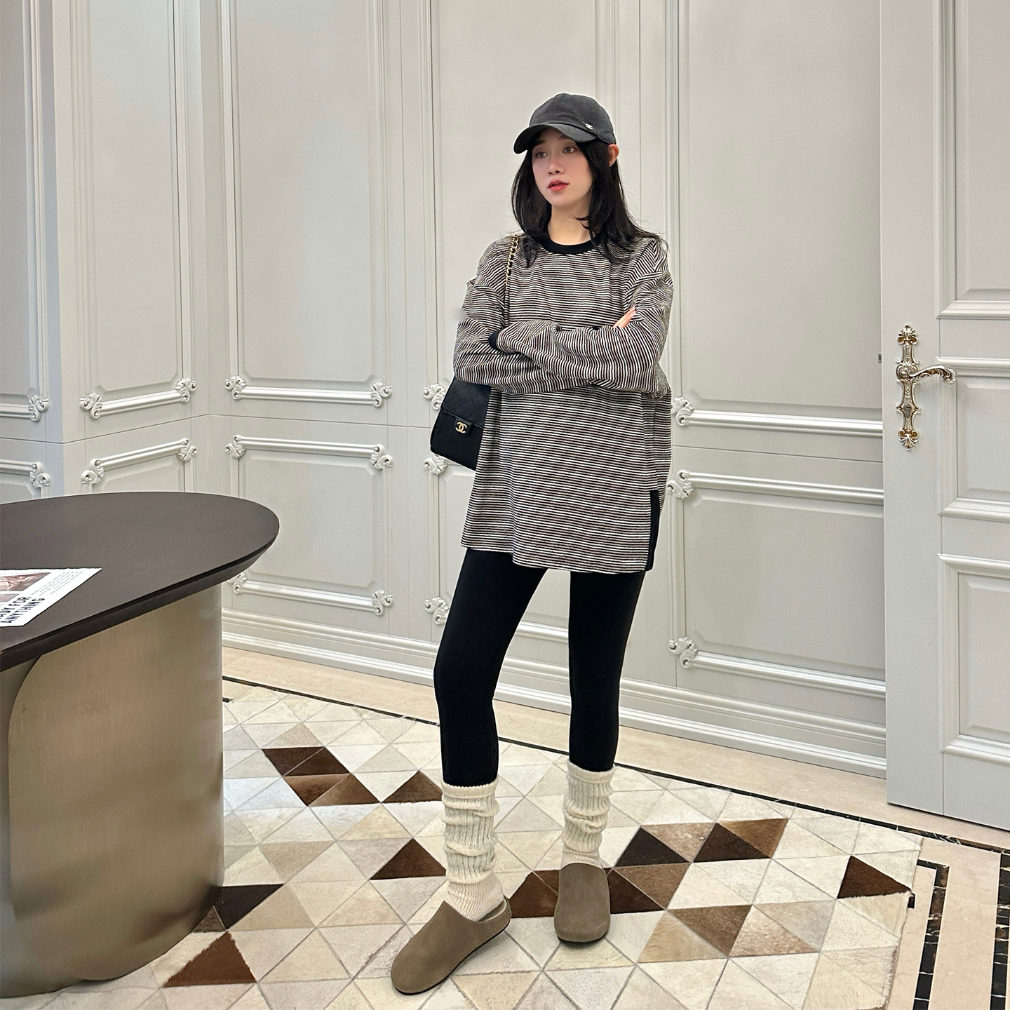 孕妇装秋冬软糯亲肤条纹长袖T恤