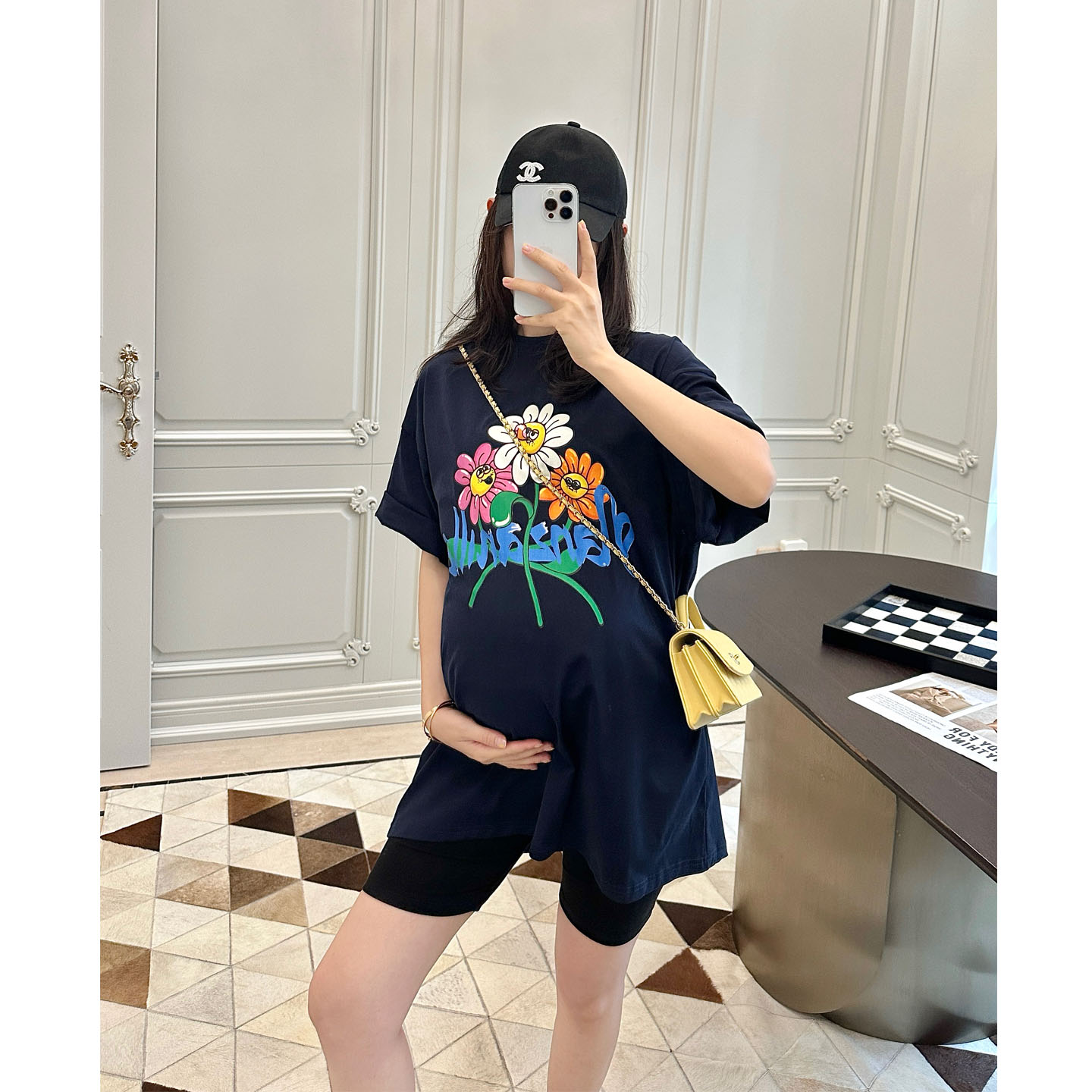 孕婦裝夏季雛菊印花短袖T恤