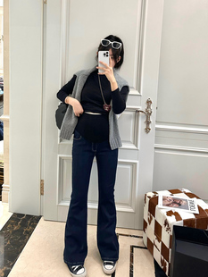 显瘦喇叭裤 LeoMami孕妇裤 托腹弹力时尚 保暖加绒复古牛仔裤 春秋款