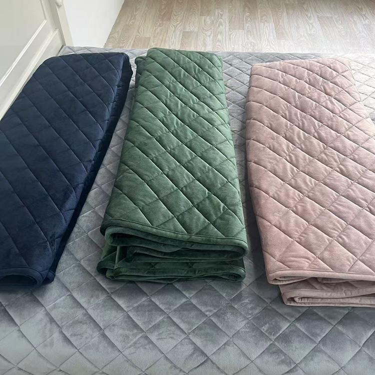 特价出口英国外贸尾单双面绒床盖单件秋冬保暖加厚夹棉绗缝床单甩