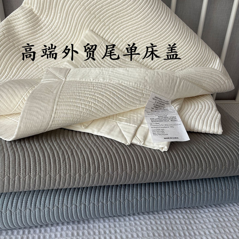 高端品质！出口外贸尾单100%纯棉缎纹床盖60支全棉贡缎夹棉款床单