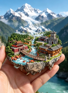 甘孜泸定城市旅游风景文创冰箱贴