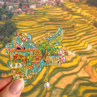 浙江丽水旅游风景文创冰箱贴磁贴云和梯田古堰画乡松阳古镇应星楼