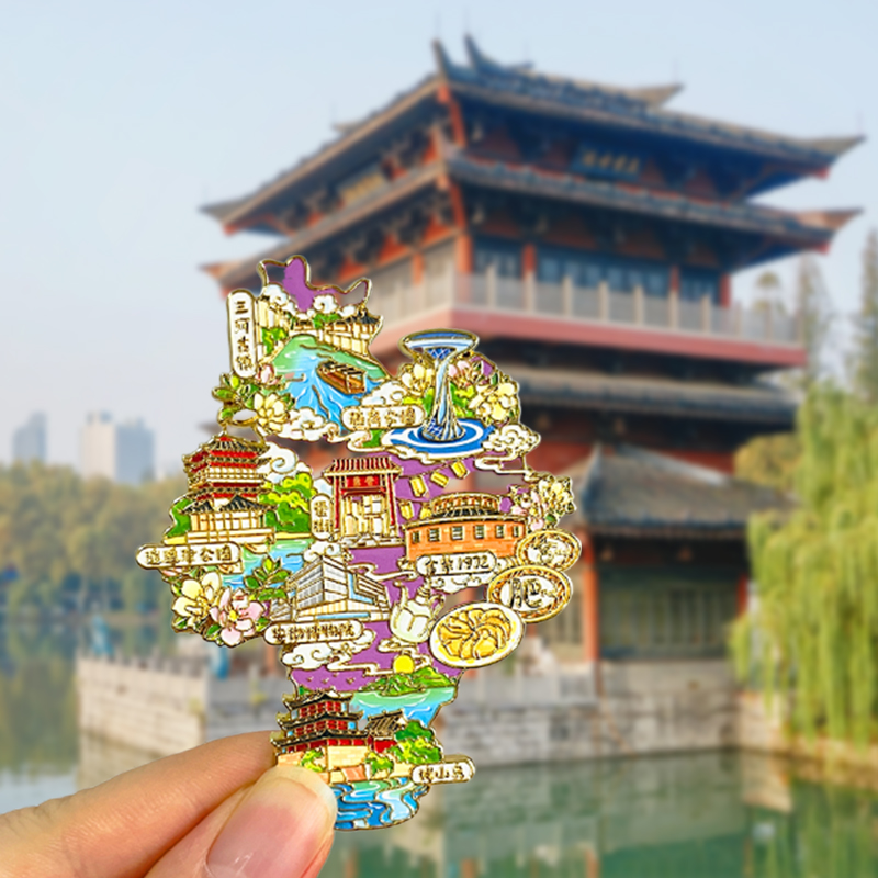 安徽合肥旅游风景文创纪念品冰箱贴磁贴逍遥津公园三河古镇清风阁