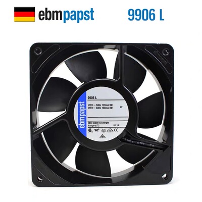 papst 9906L德国进口散热风机 12025 115V 8/9W 金属轴流散热风扇