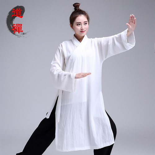 武当道袍亚麻中国风女太极服斜襟