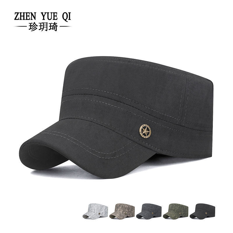 春季新款简约渲染色平顶帽男士中老年休闲户外出行遮阳防晒鸭舌帽