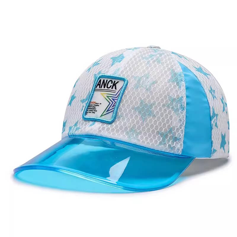 春夏韩版透明帽檐棒球帽儿童透气鸭舌帽男女童防晒太阳帽小孩帽子