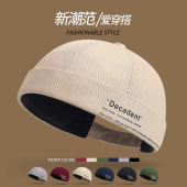 春秋新款 男女嘻哈无檐瓜皮唐帽印刷字母雅痞青年文艺复古地主帽子