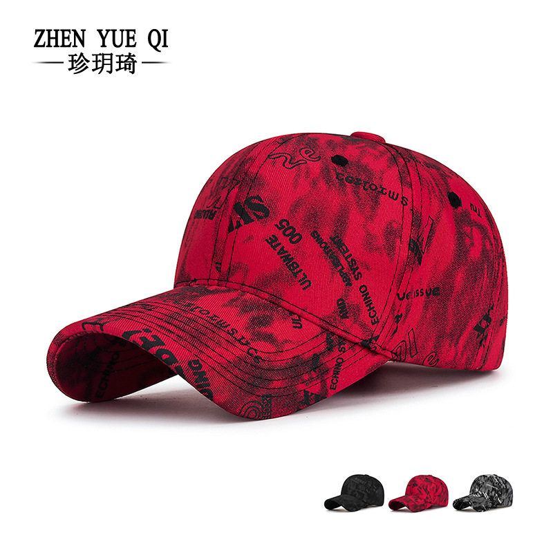 新款满印字母涂鸦风格街头鸭舌帽