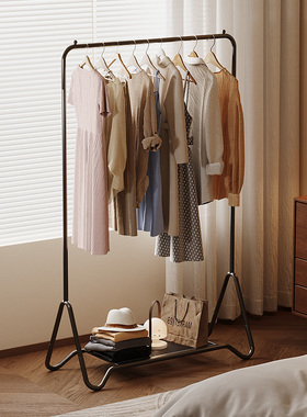 简易挂衣架落地卧室内晾衣架折叠家用凉衣服的架子单杆收纳晒衣架