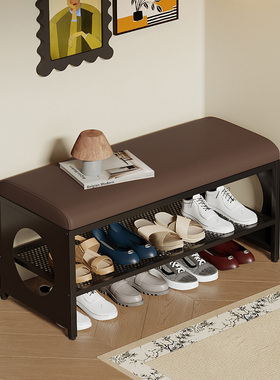 中古风换鞋凳门口家用落地式鞋柜坐凳一体入户多功能鞋子收纳神器