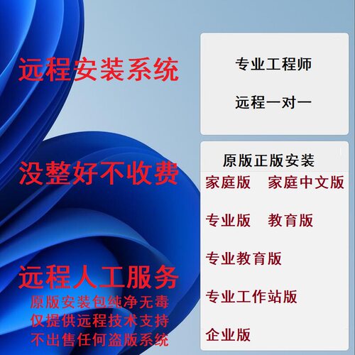 正版原版win11系统重装电脑维修苹果双系统安装升级windows11远程