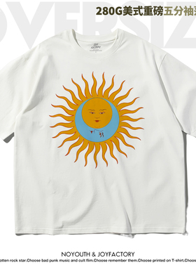 King Crimson未来科学联盟克里姆森 重磅五分袖印花纯棉T恤