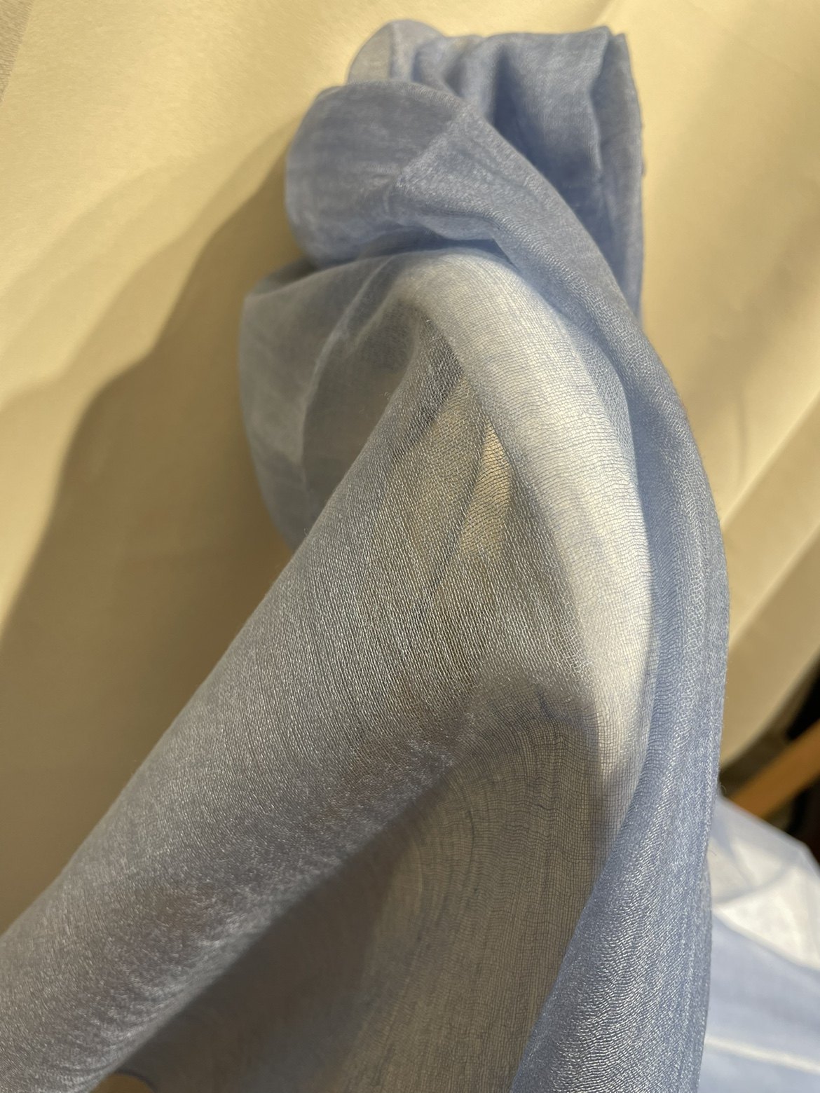 四季通用精纺山羊绒戒指绒300支超大超薄空调房披肩围巾优雅灰蓝