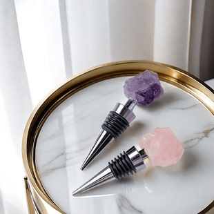 镶水晶原石酒瓶塞不锈钢水晶球红酒塞创意葡萄酒保鲜器酒瓶塞礼物