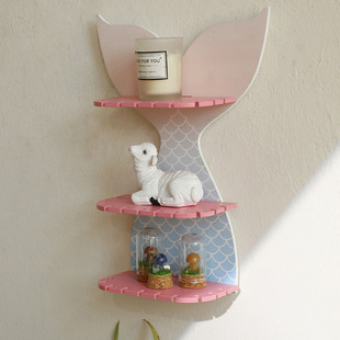 美人鱼尾装 饰女孩儿童房壁饰海边森林民宿儿童房墙饰木制亚克力镜