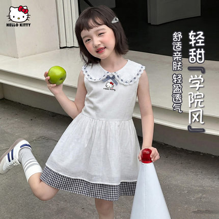 女童夏季连衣裙2026新款中大童装翻领学院风洋气轻盈夏日裙子