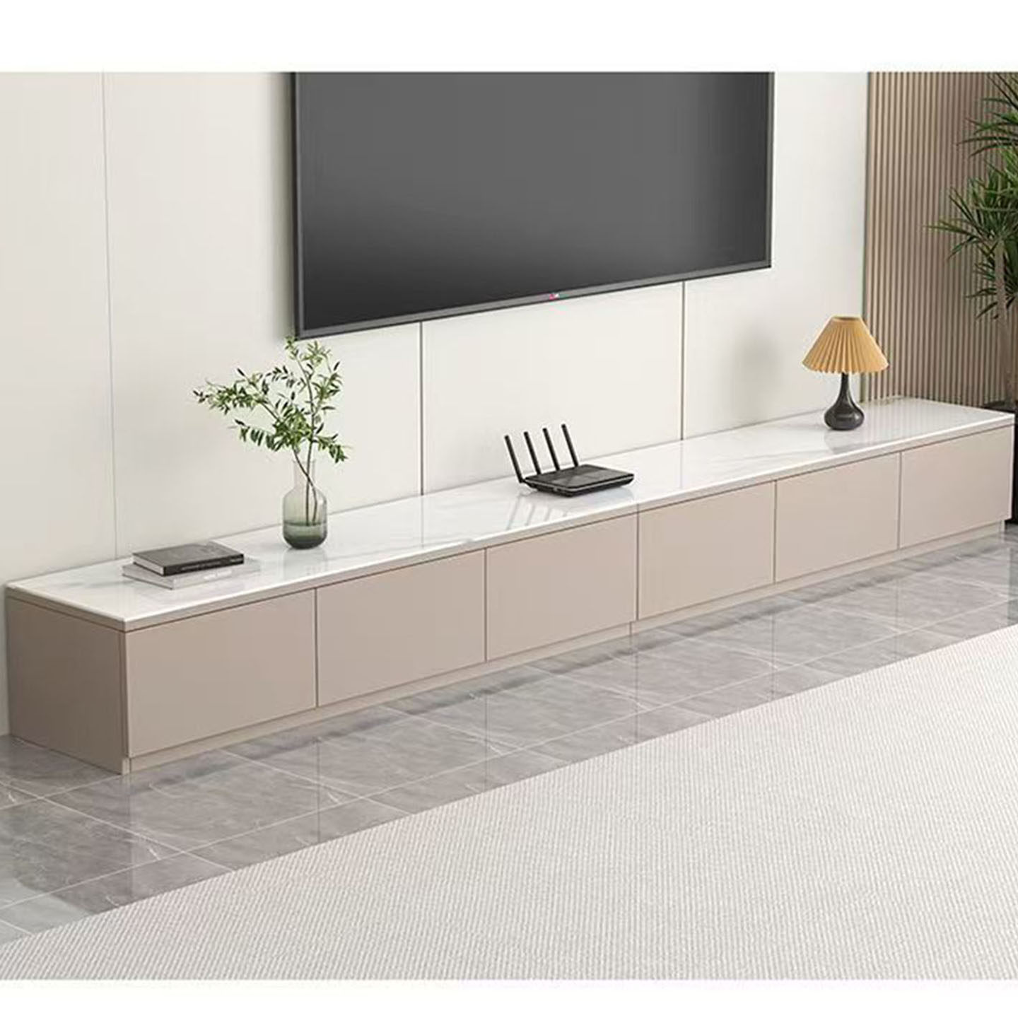 岩板电视柜客厅家用落地收纳储物柜一体实木多层板小户型定制矮柜