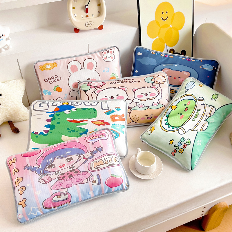 夏季冰丝枕头枕芯护颈椎助睡眠专用儿童幼儿园午睡学生宿舍凉枕套