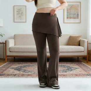 假两件屁帘微喇瑜伽裤 200斤垂坠感运动长裤 速干薄款 女夏高腰大码