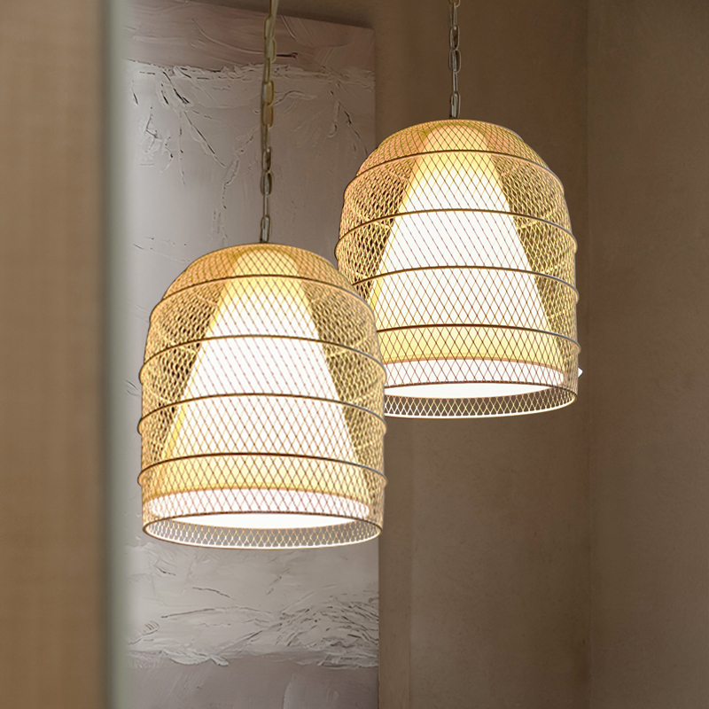 带射灯吊灯金属灯罩布艺餐饮灯具