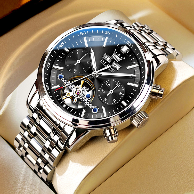 欧利时正品男士镂空机械腕表