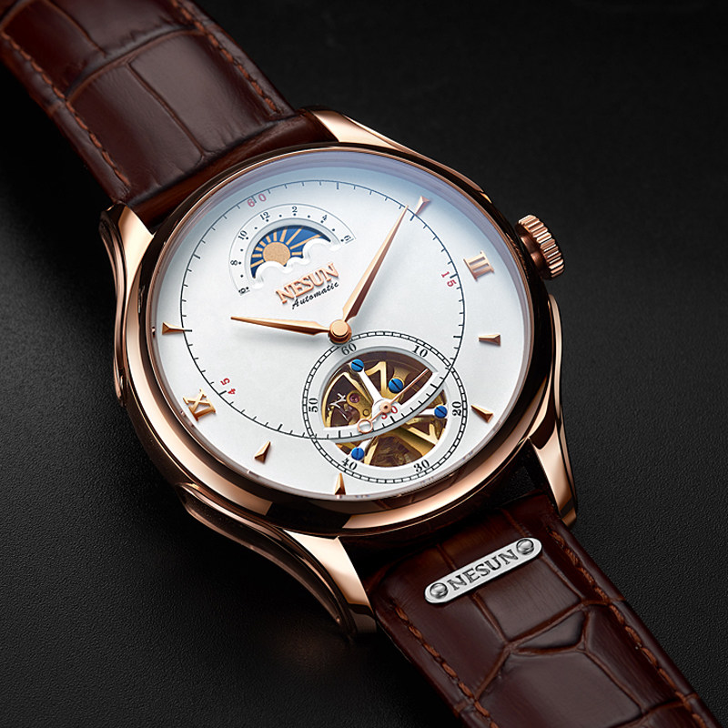 尼尚男士手表男机械表全自动时尚防水镂空陀飞轮真皮2020新款男表