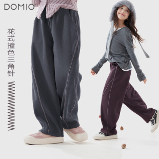 加绒保暖冬款 儿童裤 卫裤 亲子运动裤 子秋冬女童休闲直筒大童弯刀裤