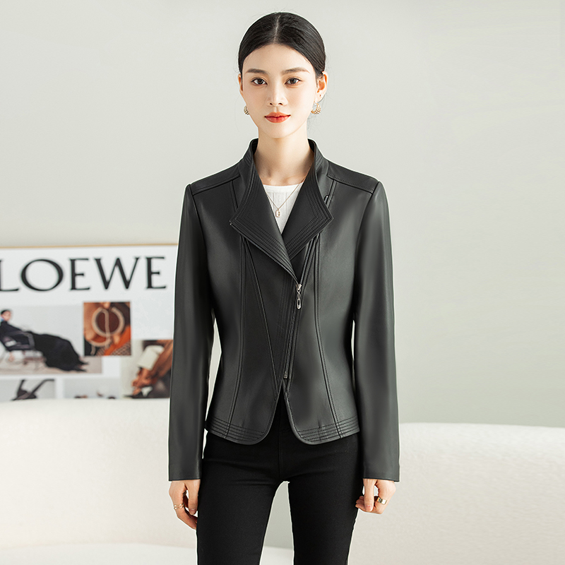 海宁真皮皮衣显示短款夹克外套