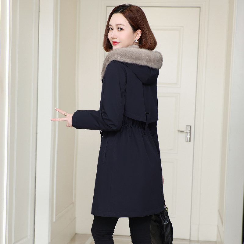 2025新款冬季水貂毛内胆派克服女中长可拆卸海宁皮草尼克大衣外套