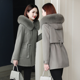 派克服女短款2025新款冬小个子品牌濑兔毛内胆可脱卸海宁皮草风衣