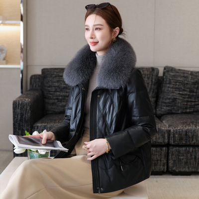 高端海宁真皮羽绒服女2025新款
