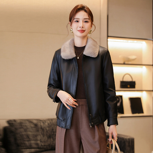 2025冬季新款真皮羽绒服女绵羊皮短款时尚小个子海宁皮衣夹克上衣