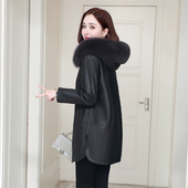 女士狐狸毛中长款 海宁真皮羽绒服新款 2025冬季 宽松绵羊皮皮衣外套