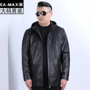 EAMAX quần áo nam size lớn mùa thu và mùa đông tùy chỉnh da trùm đầu cộng với phân bón áo khoác nam XL áo khoác béo P810 - Cực lớn