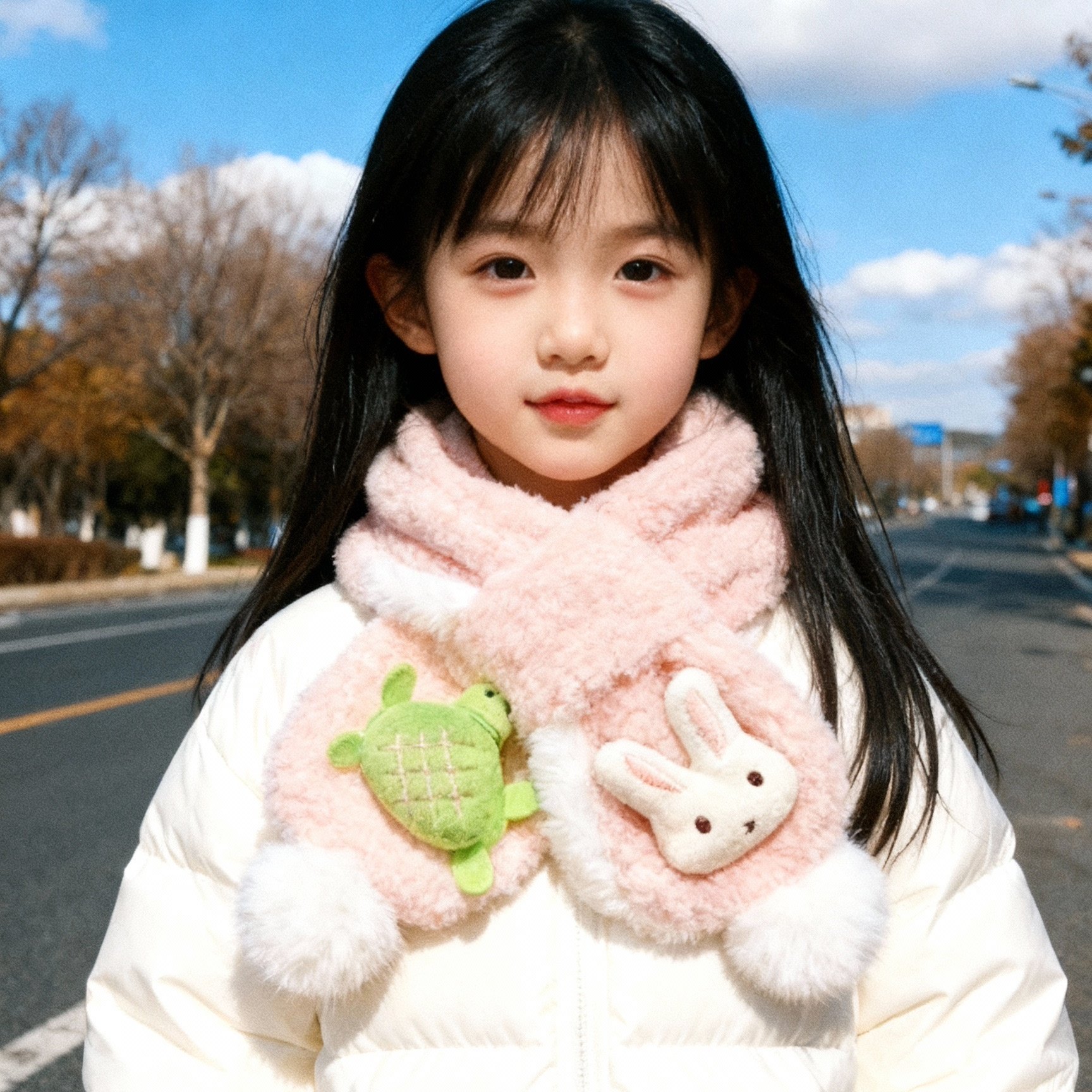 冬季儿童毛绒围巾秋冬女孩女童加厚保暖韩版宝宝可爱卡通交叉围脖,服饰配件/皮带/帽子/围巾,围巾/丝巾/披肩,淘宝优惠券,粉丝福利购,淘宝优惠卷