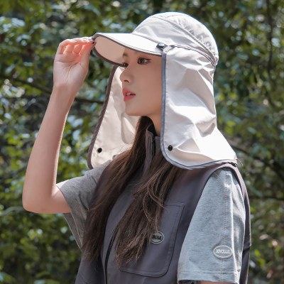 户外防晒大檐护颈可拆渔夫帽女