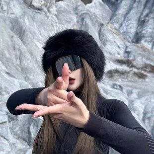 毛绒帽子女士冬季保暖防寒护耳兔毛渔夫帽显脸小东北毛茸茸蒙古帽