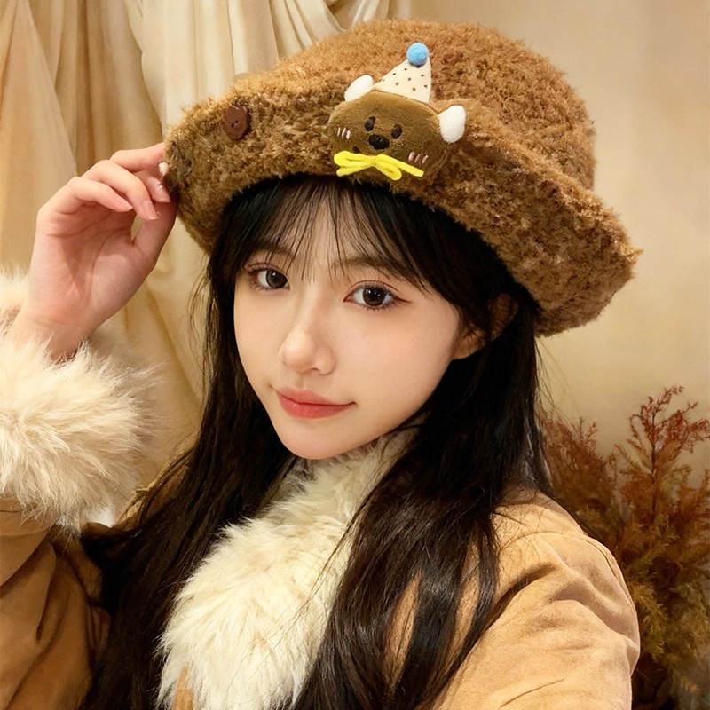 【新款推荐】羊羔毛绒渔夫帽