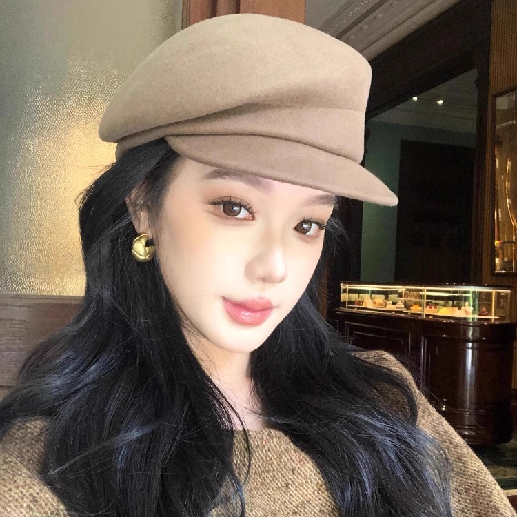 富家千金风毛呢贝雷帽