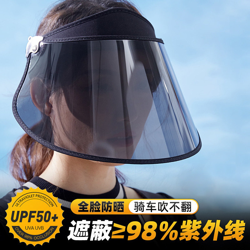 防晒帽女遮阳防紫外线2021新款面罩骑电瓶电动车遮全脸太阳空顶帽