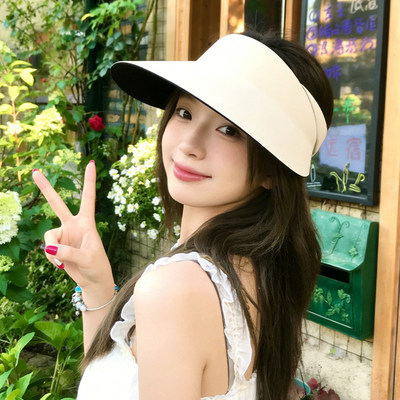 夏季女大檐防晒空顶帽显脸小