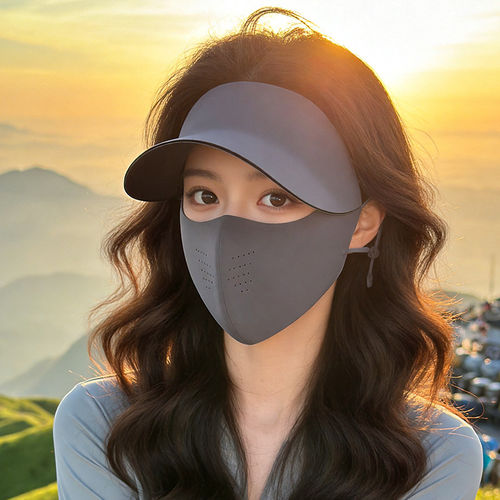 户外登山防晒面罩帽子一体女遮阳