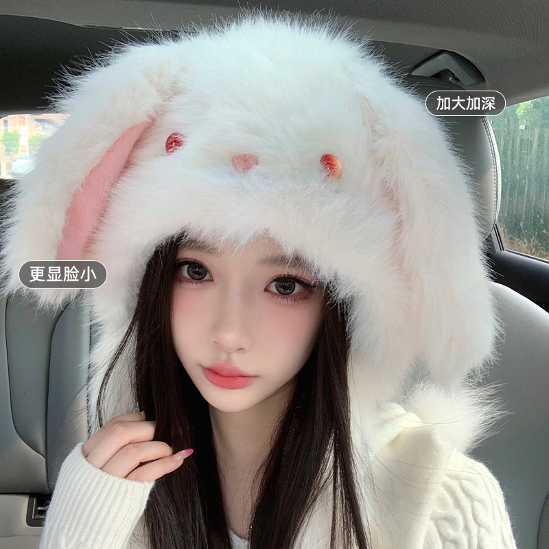 【新款推荐】可爱兔耳朵毛绒帽子