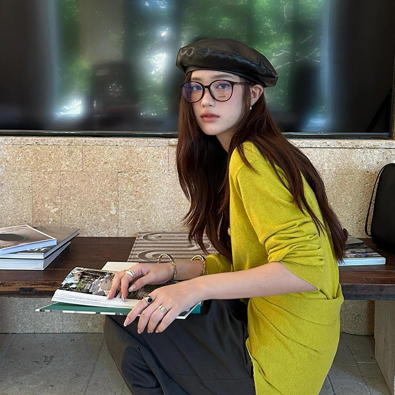 【韩系风】黑色皮质贝雷帽