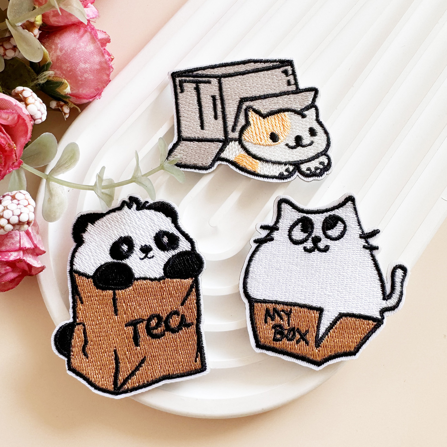 卡通可爱熊猫刺绣布贴